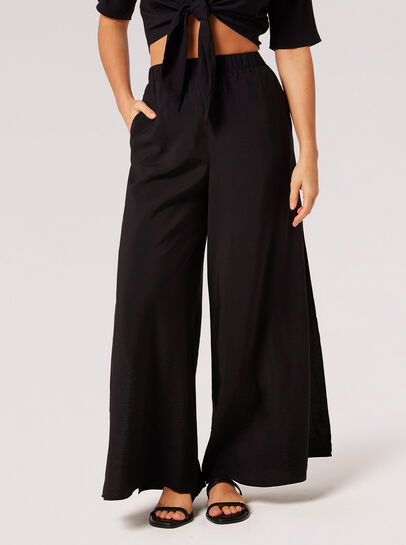 Textured Side Split Palazzo Trousers