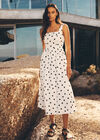 Polka Dot Smocked Midi Dress, White, large