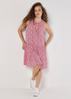 Ditsy Floral Tiered Mini Dress, Red, large