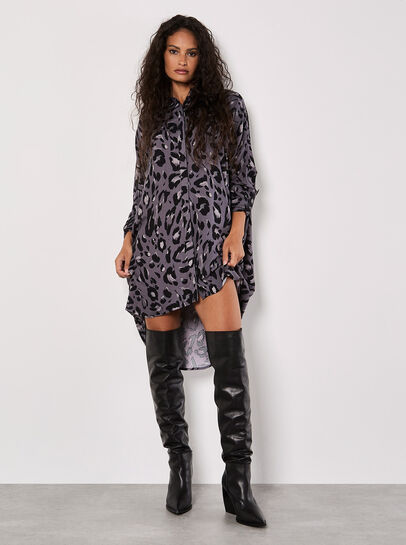 Cheetah Oversized Shirt Mini Dress