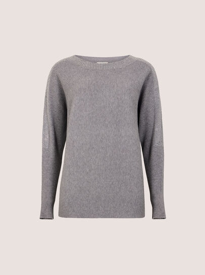 Diamante Embellished Ribbed Jumper