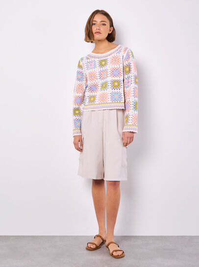 Pastel Crochet Squares Jumper