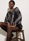Abstract Paint Oversized Top, Grey, large