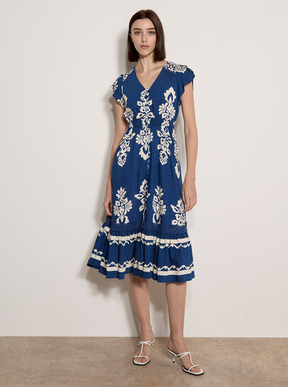 Folk Floral Midi Dress