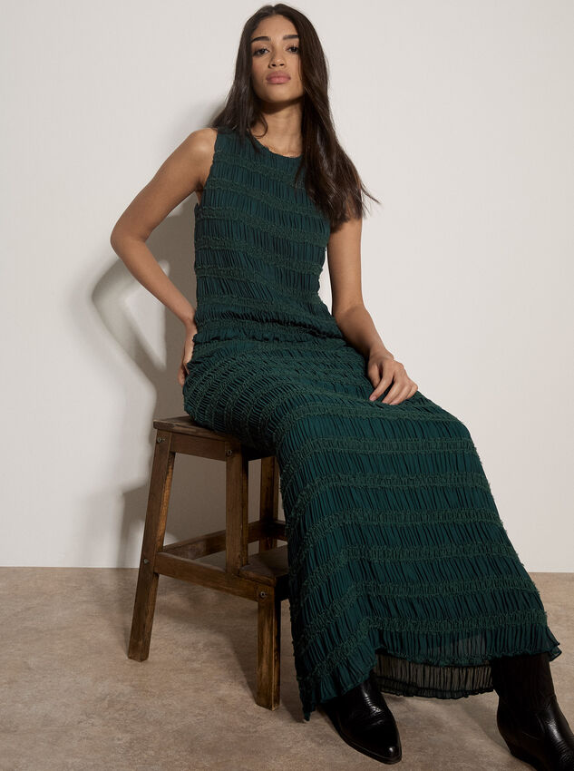 Ruched Chiffon Maxi Skirt, Green, large