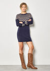 Chevron Knitted Mini Dress, Navy, large
