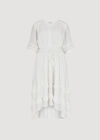 Dobby Ruffle Tiered Midi Dress, Cream, large
