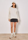 Textured Knit Oversized Jumper, White, large