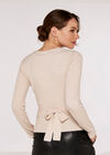 Wrap Ribbed Knitted Top, Stone, large