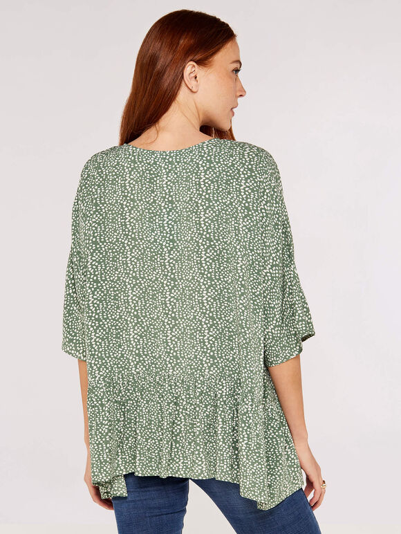 Scattered Dots Peplum Top, Green, large