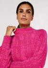 Aran Fuzzy Pullover, Pink, groß
