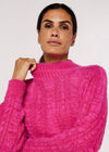 Pull pelucheux Aran, rose, grand