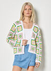 Pastel Floral Crochet Cardigan, Yellow, large