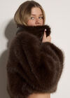 Luxe Faux Fur Short Jacket, Brown, large