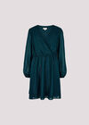 Chevron Shimmer Wrap Mini Dress, Teal, large