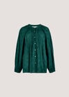Floral Embroidered Cotton Shirt, Green, large