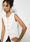 Ribbed Knit Waistcoat, Cream, large