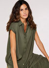 Boxy Tiered Midi Dress, Khaki, large