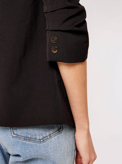 Open Rushed Sleeve Blazer