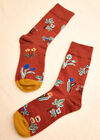 Floral Print Socks, Red, large