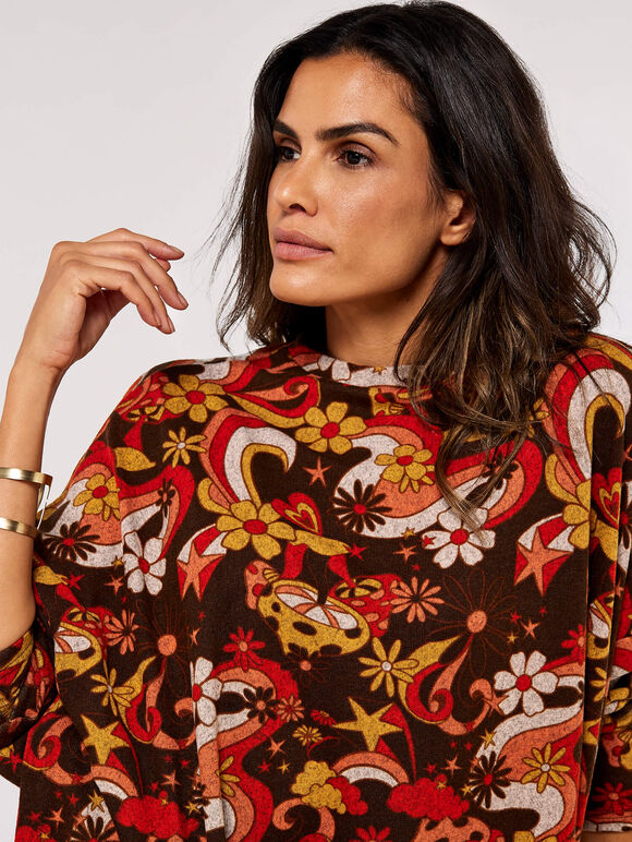 Psychedelic Mushroom Oversized Top Apricot Clothing