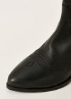 Black Cowboy Leather Boots, Black, large