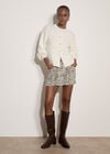 Cotton-Blend Chunky Ribbed Knit Cardigan, Cream, large