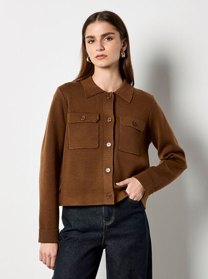 Patch Pocket Knitted Cardigan