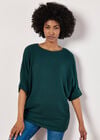 Soft-Touch Batwing Waffle Knit Top, Green, large