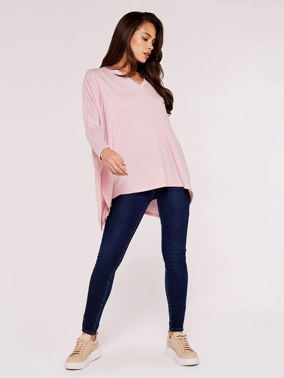Oversized Soft Touch Top, Pink, large