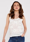 Embroidered Crochet Top, Cream, large