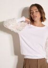 Rose Sleeve Knitted Jumper, White, large