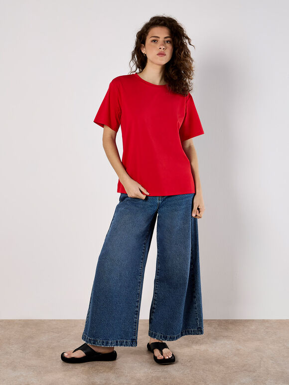 Modal Jersey Basic T-Shirt, Red, large