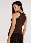 Halter Neck Top, Brown, large