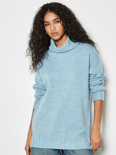Oversized Roll Neck Tunic Jumper