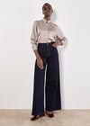 Satin Self-Stripe Oversized Shirt, Stone, large