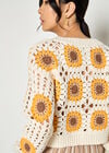 Sunflower Hand-Knit Crochet Cardigan, Stone, large