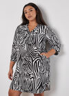 Curve Zebra Print Mini Dress, Black, large