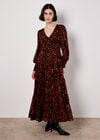 Ikat Chiffon Tiered Maxi Dress, Burgundy, large