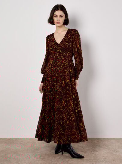 Ikat Chiffon Tiered Maxi Dress