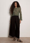 Boho Floral Cotton Crochet Top, Khaki, large