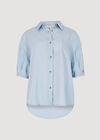 Oversized Slub Shirt, Blue, large