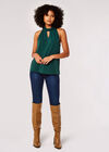 Keyhole Crepe Top, Green, large