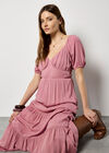 Crinkle Tiered Maxi Dress, Pink, large