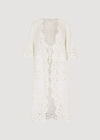 Cotton Blend Lace Longline Cover Up, White, large