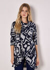 Abstract Geo Wrap Top, Grey, large