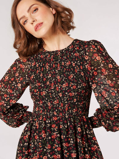 Ditsy Floral Smocked Mini Dress