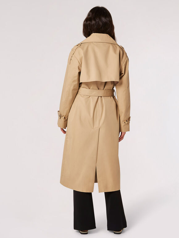 Trench-coat long avec ceinture, pierre, grand