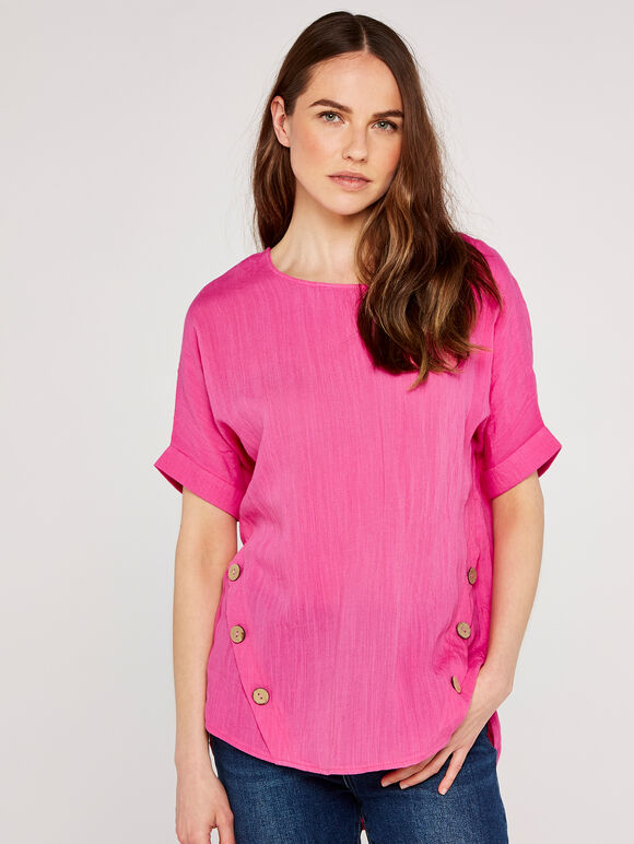 Side Button Top, Fuchsia, large