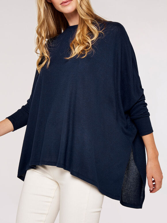 Soft Touch Split Top, Navy, large